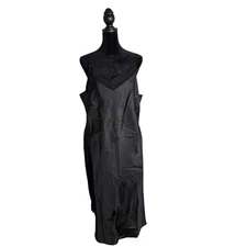 Mixit Black Silk Slip Midi Dress Floral Lace Size 14 Minimalist Layering Capsule