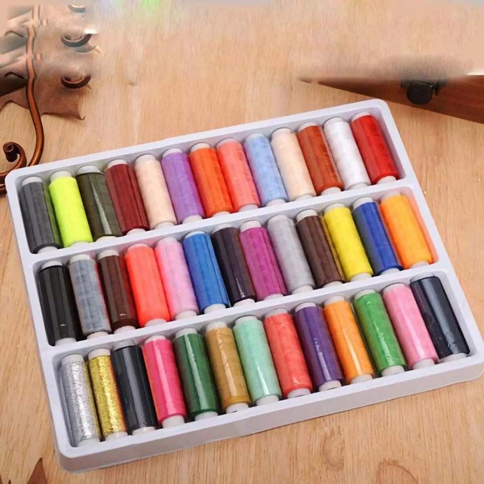 39Pcs Colored Sewing Thread Set Random Colors Polyester Spool Sewing ...