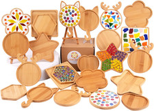 16 Pack Large Wooden Mosaic Bases   Assorted Shapes DIY Coaster Blanks for Stain