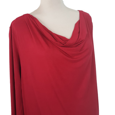 Talbots Tunic Top Women's Size 3X Draped Neck Soft Stretchy Ruching Classic Red