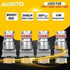 4x Auxito 3157 3156 3057 4157 Red Led Brake Tail Parking Stop Light Bulbs Drl Us