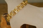Vintage Costume Jewelry MONET 10MM Double Link Charm Bracelet Gold Tone 7.5"