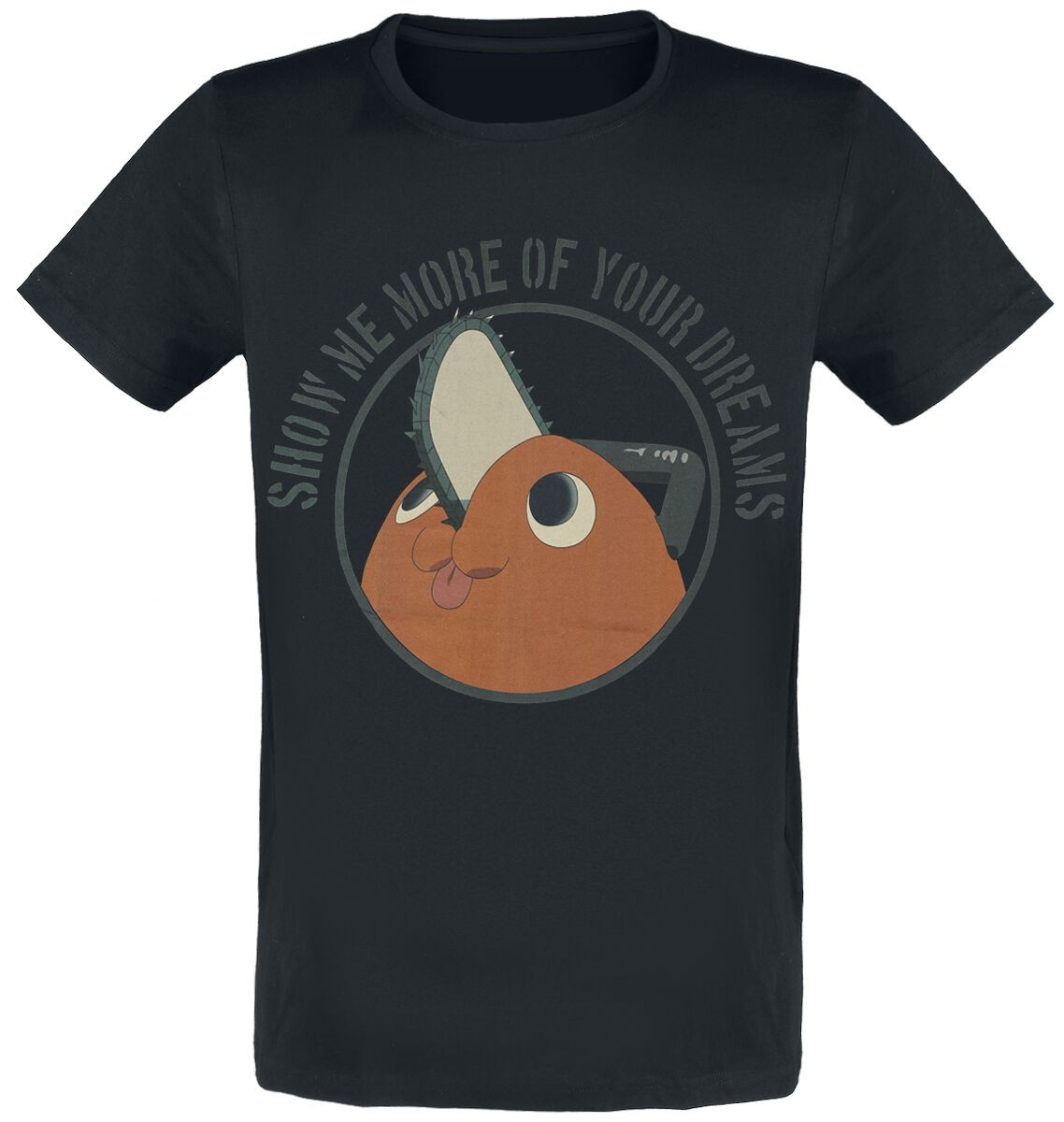 Футболка с изображением человека-бензопилы Herren Pochita - Покажи мне свои мечты, Шварц