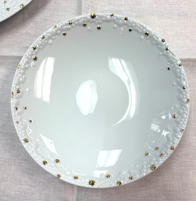 L''OBJET Haas Mojave White & Gold Soup Plate, NEW, 9''D