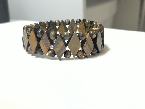 Genuine Tiger Eye Bracelet, Stretch Elastic, Natural Stone