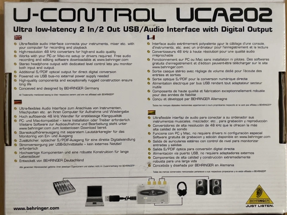 Behringer U-Control UCA202 USB Audio Interface 2-in/2-out Wie Neu OVP - Bild 2 von 4