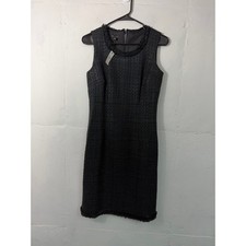 NEW Talbots Black Tweed Sleeveless Knee Length Dress Size 2 Sheath