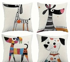 Set Of 4 - 18  X 18  Novelty Dog Themed Throw Accent Sofa Pillows With Inserts