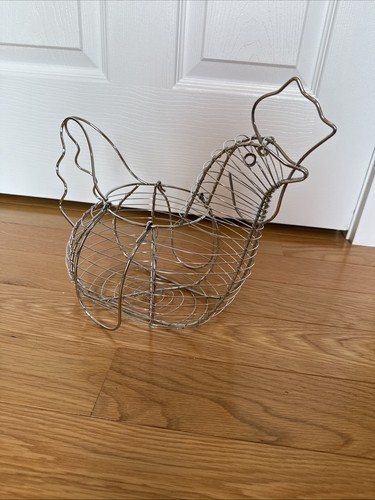 Chicken Egg Basket Rooster Metal Wire