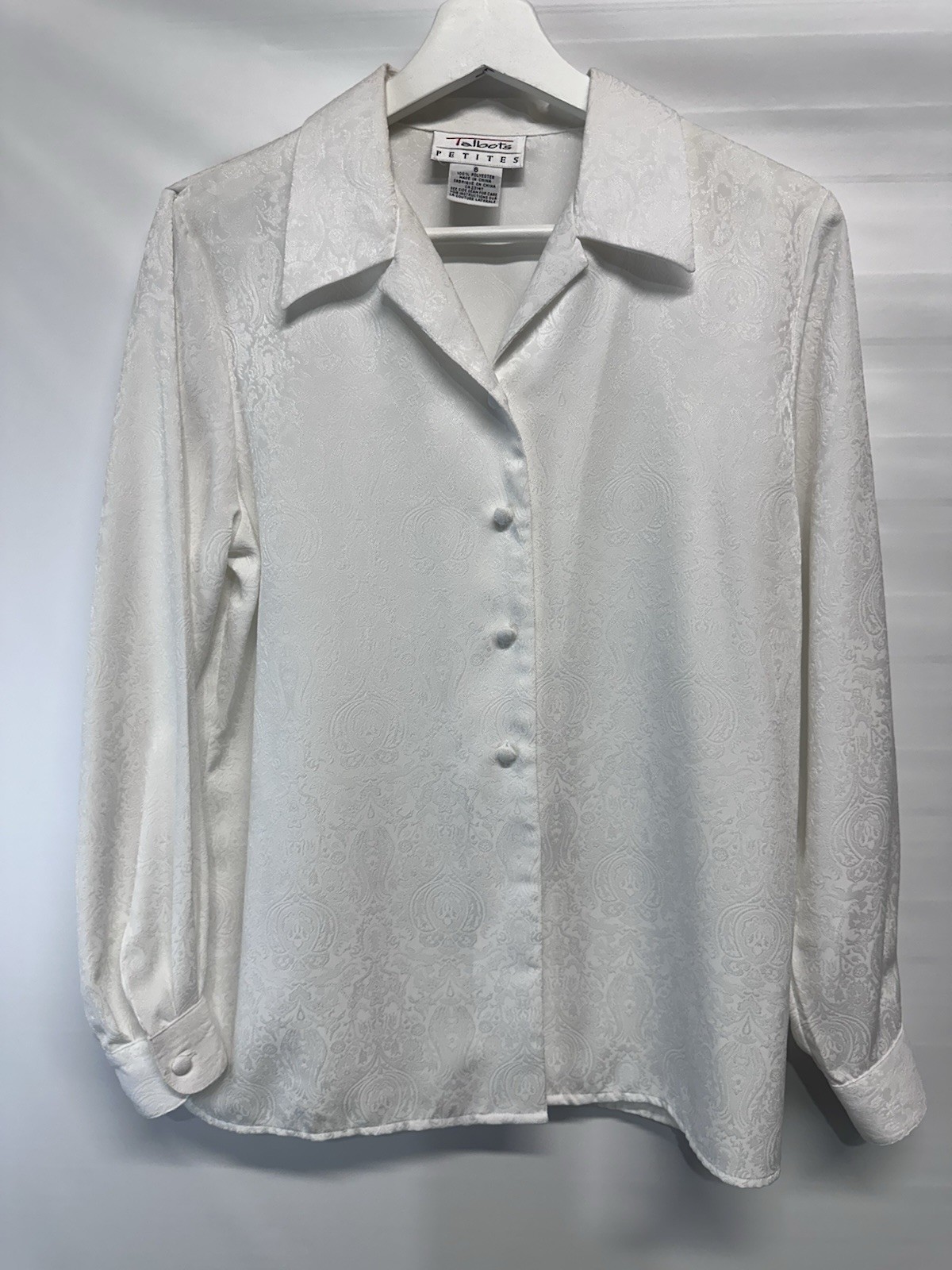 Talbots Crisp White Collared Button Front Blouse … - image 6