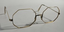 Vintage Bausch  Lomb B L Gold Tone Octagon Full Rim Glasses Frames 48  18 120