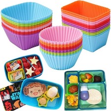 Silicone Bento Lunch Box Dividers 3 Shapes of Standard Round & Square &