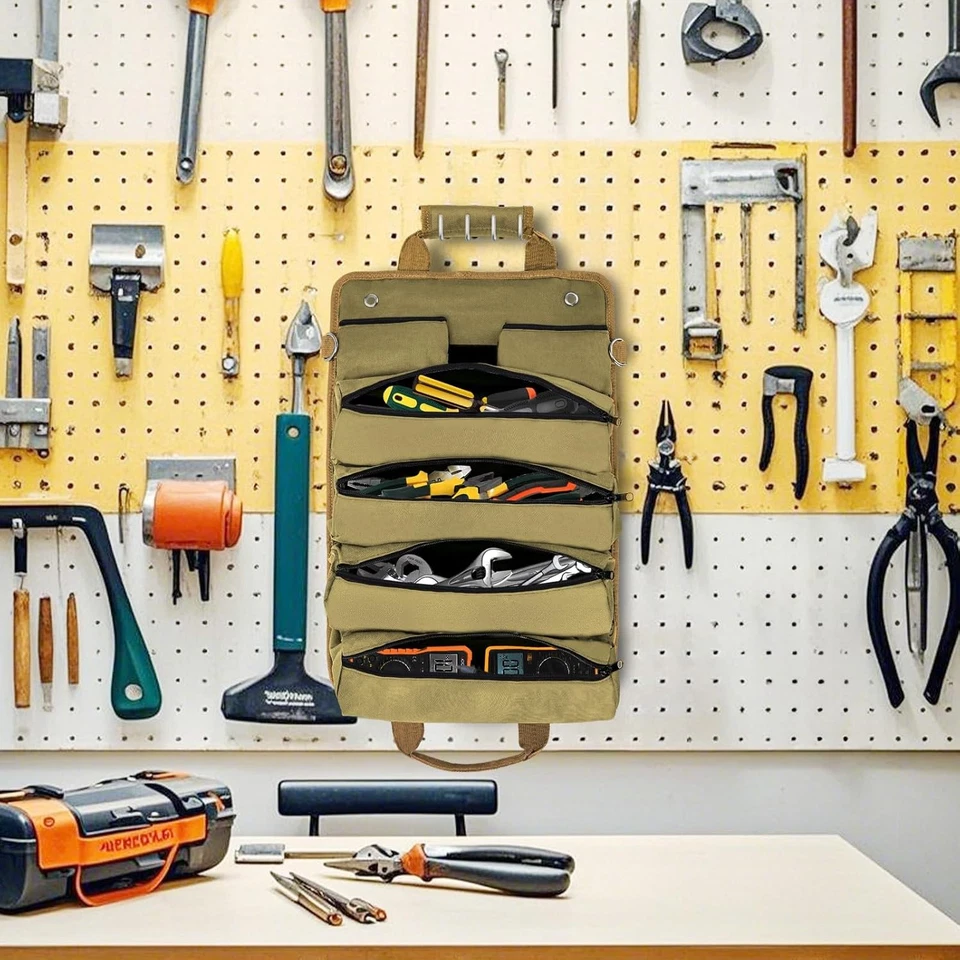 Roll Up Tool Bag Heavy Duty Tool Pouches Tool Bag Organizer With 6 Pockets - Image 3 of 4