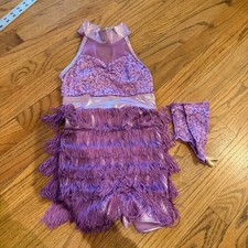 WEISSMAN SMALL CHILD SC PURPLE FRINGE COMPETITION DANCE COSTUME TAP JAZZ 9545 M
