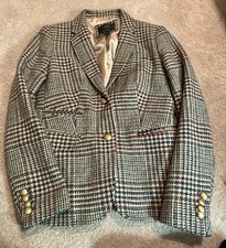 J Crew Women  s School Boy Herringbone Blazer Size 0 Green/Brown