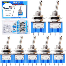 12PCS Mini Toggle Switch SPST 6A 125V Miniature ON/ON 3 Pin 2 Position Micro Roc