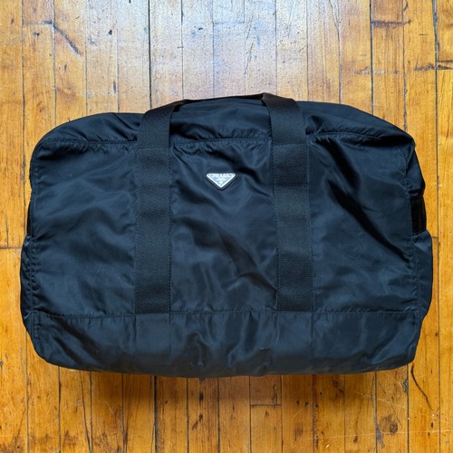 PRADA Boston Weekend Duffle Bag Nylon Lock Keys Black