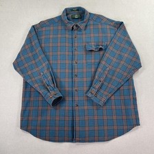 VTG 90's Orvis Shirt Men's 2XL Blue Plaid Long Heavy Flannel Casual Outdoor