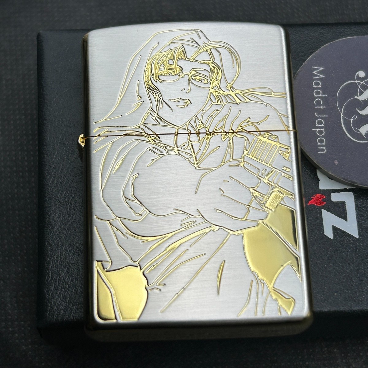 Zippo Oil Lighter Black Lagoon Eda satin gold Lighter Japan Anime