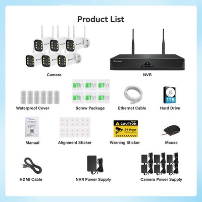 5MP Wireless Security Camera System Metal Outdoor Audio Wifi CCTV 10CH NVR 1TB