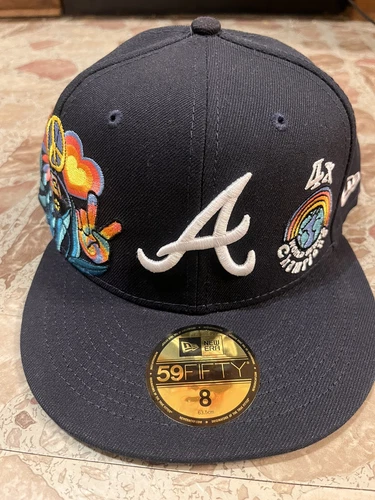 DS NEW ERA MLB ATLANTA BRAVES GROOVY FITTED CAP SZ 8 supreme snap world series