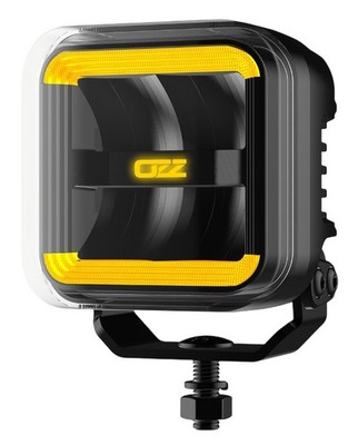 OZZ SQR 3'' schwarze quadratische LED-Würfel-Arbeitsleuchte mit bernsteinfarbener R65 Stroboskop-Warnleuchte