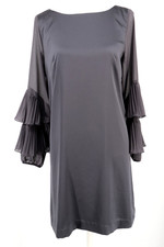 Ann Taylor Dress Womens Size 6 Gray Long Tiered Chiffon Sleeve Coctail Party New