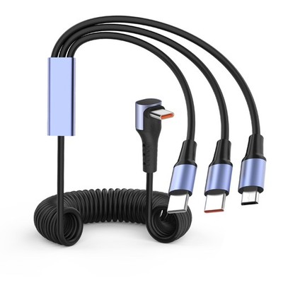 66W 90 Degree USB Retractable Spring Splitter Cable with Micro-USB+Connector ...