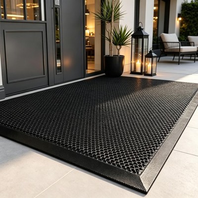 3'x 5' Elestic Silk Door Mat for Outside Entrance. Mud Dirt Trapper Entry Rug...