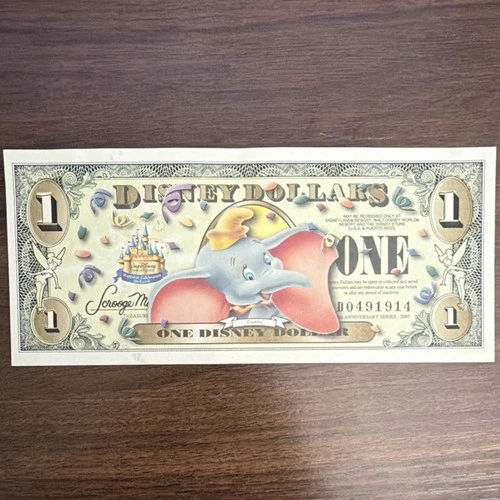 Disney $1 Disney Dollars Dumbo 50th Anniversary No