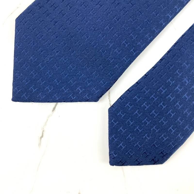 HERMES Tie  H Pattern H Weave Solid Plain Jacquar… - image 3