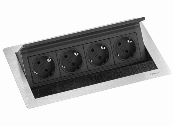 Einbausteckdose KüChe Schreibtisch BüRo 4-Fach Steckdose Evoline Fliptop *576722-image