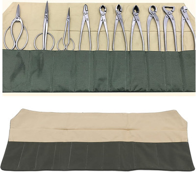 Tyenaza Bonsai Tool Roll, 10-Pocket Waterproof Canvas Bonsai Tool Case Heavy Dut