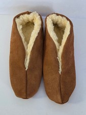Shearling-Lined Suede Slippers Tan Size Large