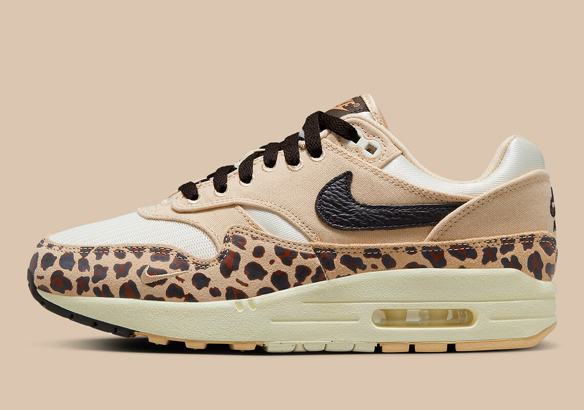 Женские кроссовки Nike Air Max 1 87 Sesame Leopard бархатные коричнево-бежевые FV6605-200 sz 5