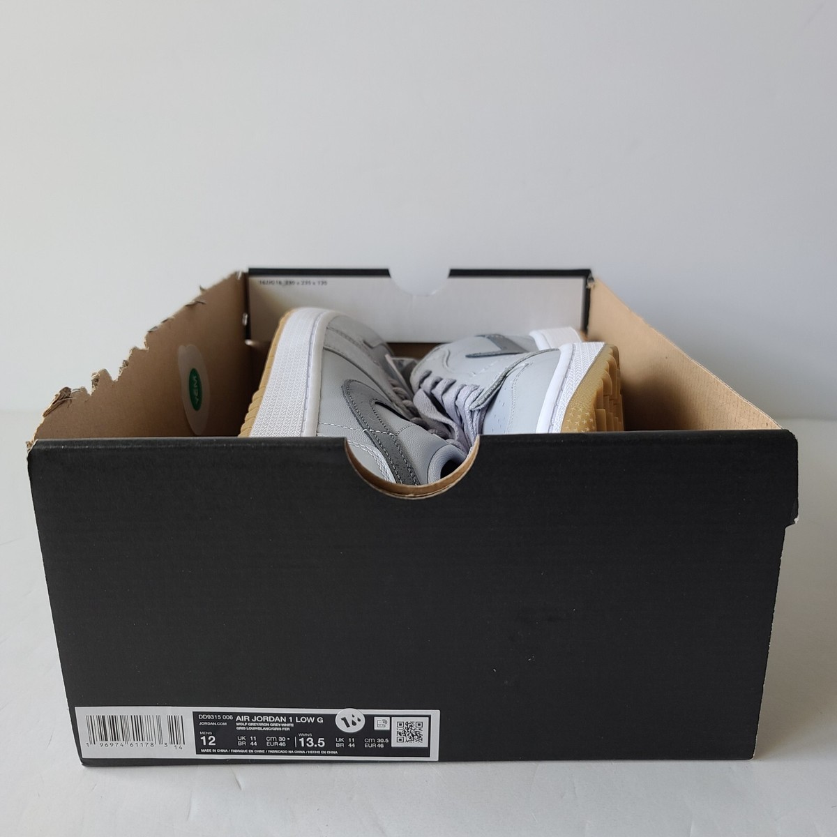 Nike Air Jordan 1 Low G Wolf Grey White Gum Brown DD9315-006 Men's