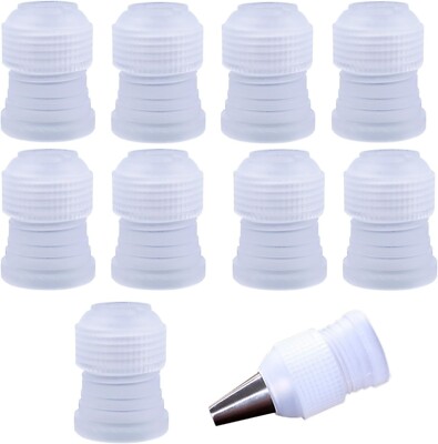 10Pcs Plastic Cake Decorating Couplers, Standard Pipe Tip Coupler for Icing