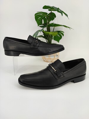 Boss Hugo Boss Men's Black Leather Loafers Dress Shoes Size US