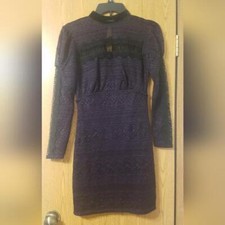 Topshop Elegant Black and Purple Lace Dress Size 4