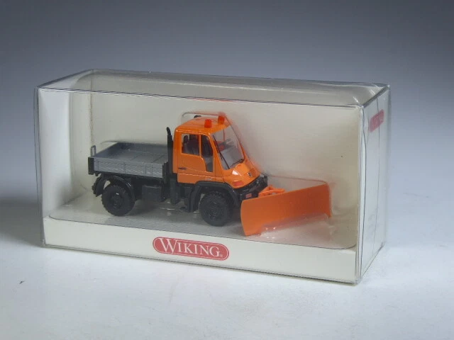 (LÖS-2) Wiking 6460335 Unimog U 400 mit Schneepflug orange TOP in OVP