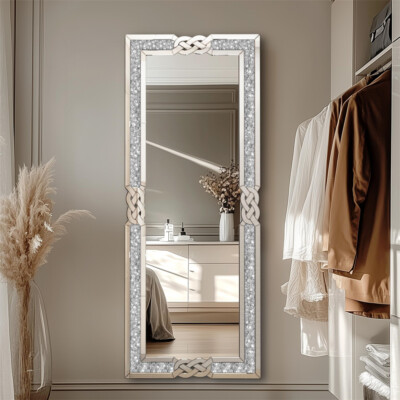 Crystal Full Length Mirror Crush Diamond Floor Standing Dressing Mirror 160x55cm