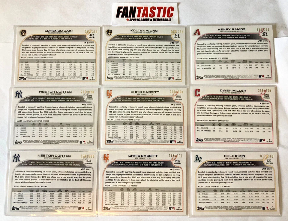 2022 Topps Series 2 & Update Advanced Stats Parallel Cards /300 YOU PICK - Image 2 of 2