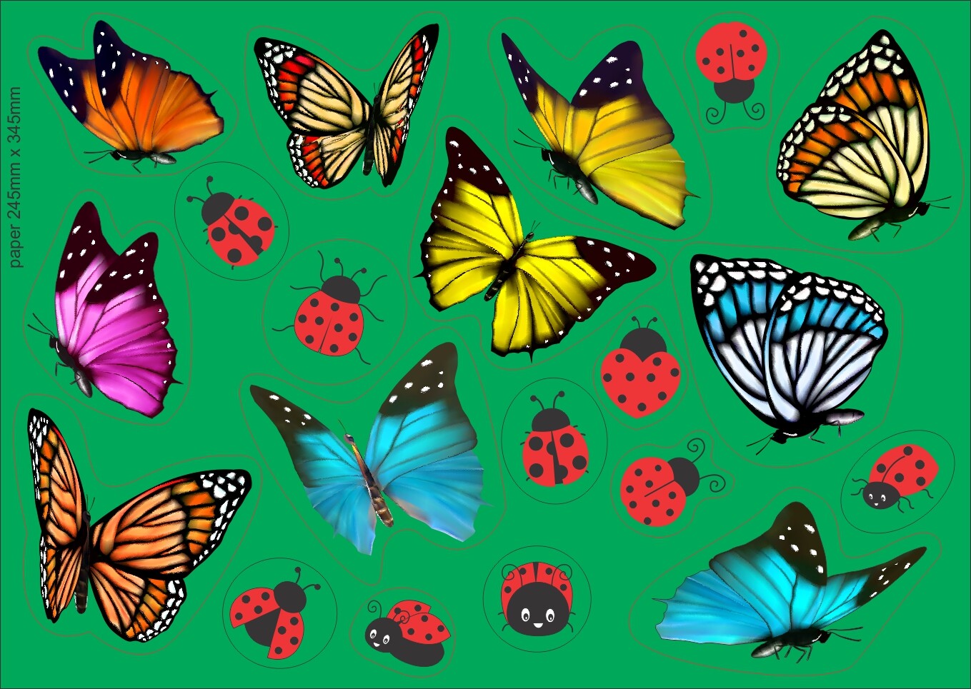 Window Stickers Butterflies & Ladybirds reusable Decoration or Safety