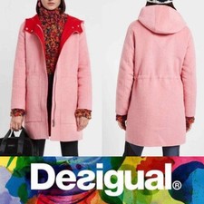 Desigual Wool Hooded Coat - Nwt Bubblegum Pink - 12