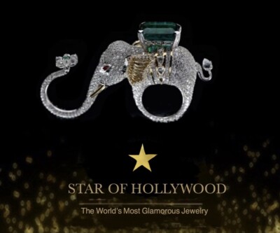Queen Elephant, Luxury Masterpiece Of Art, Emerald Multi gemstone Cocktail Ring