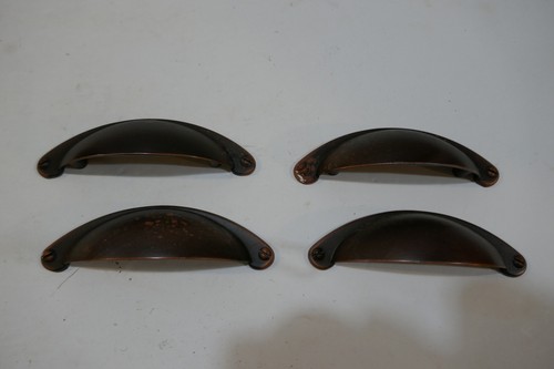 Lot of 4 Preowned Bronze Cup Cabinet Pull 4-in Oil-Rubbed Bronze
