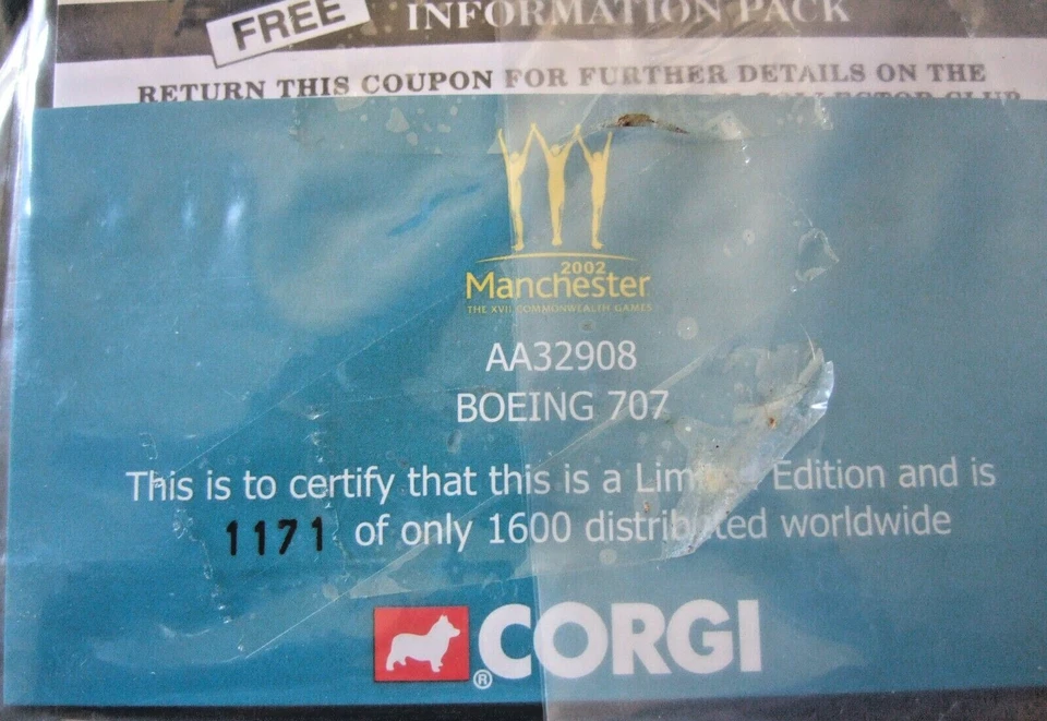 CORGI DIECAST XVII COMMONWEALTH GAMES 2002 MANCHESTER  BOEING 707 - AA32908 - Image 4 of 4
