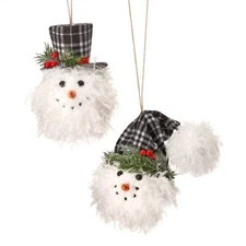 NEW! Frilly Fur Snowman Head Ornaments, Set Of 2 from Regency International