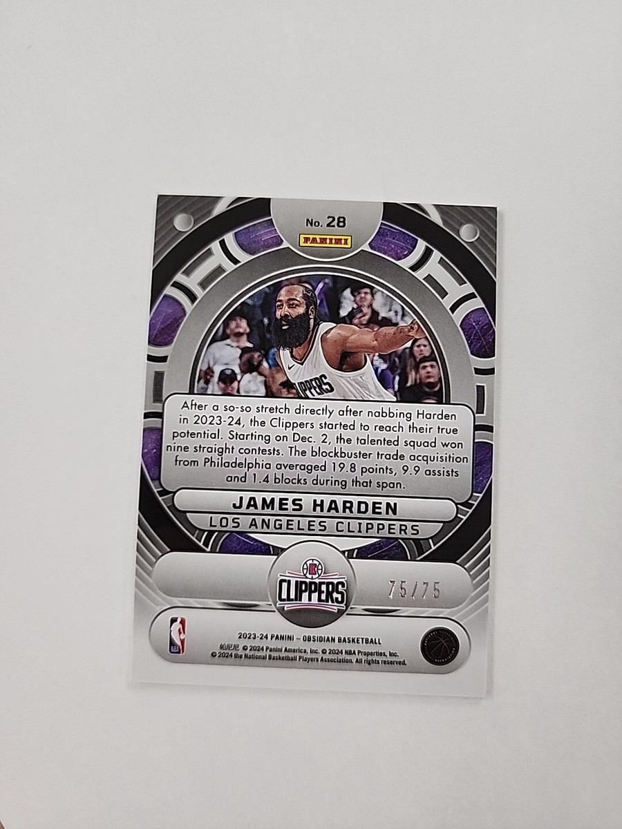 2023-24 Panini Obsidian James Harden Orbital Orange Flood