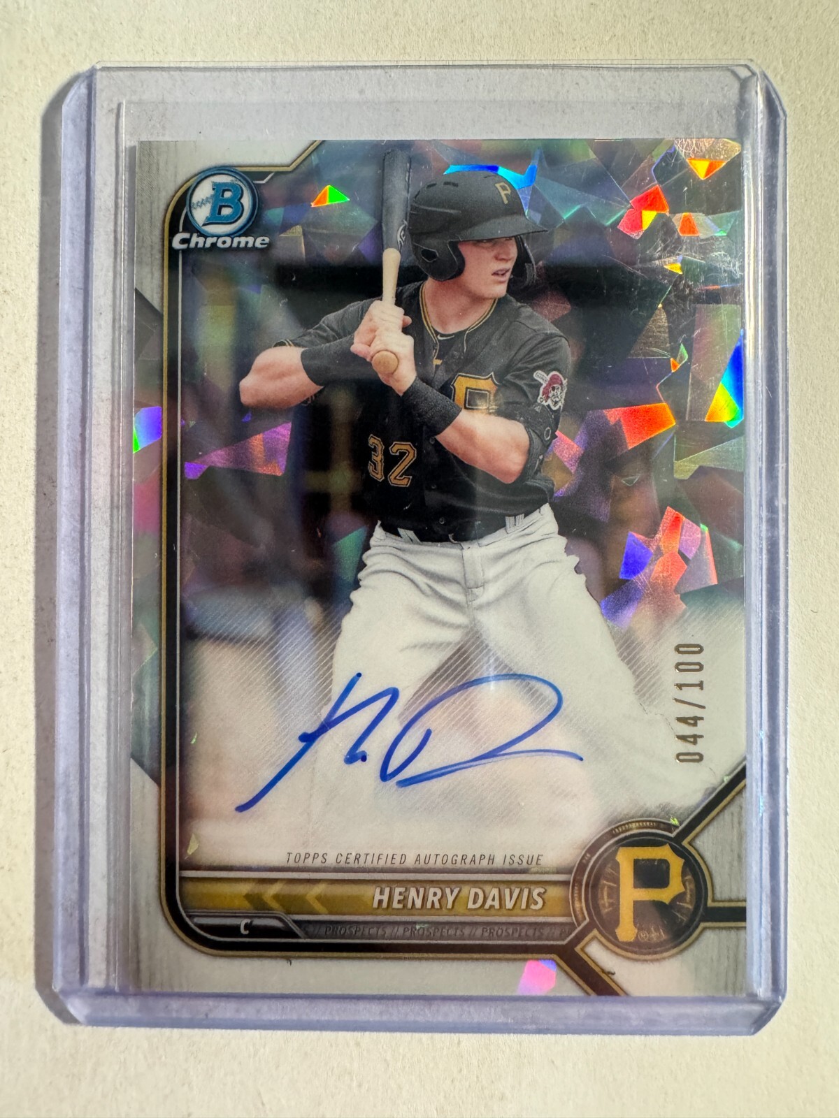 K178,734 - 2022 Bowman Chrome Prospect Auto Atomic #CPAHD Henry Davis #/100